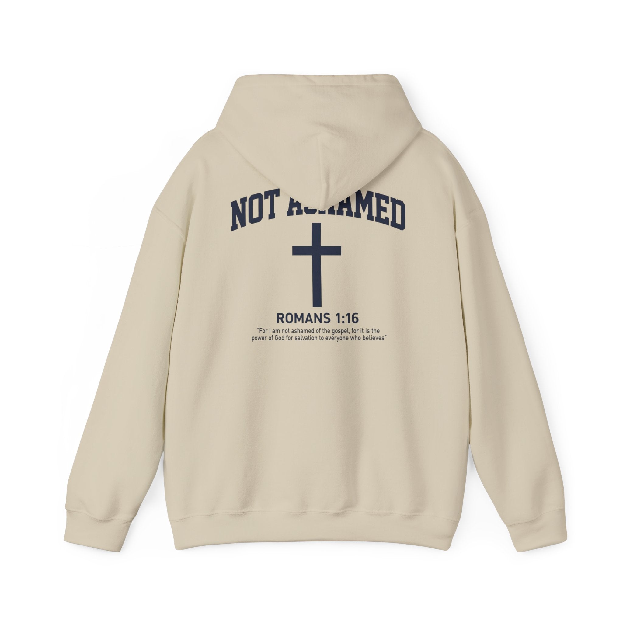 Not Ashamed Hoodie – Christian Cross Sweatshirt with Romans 1:16 Bible Verse