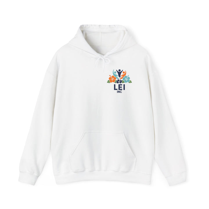 LEI Inc floral logo hoodie – White