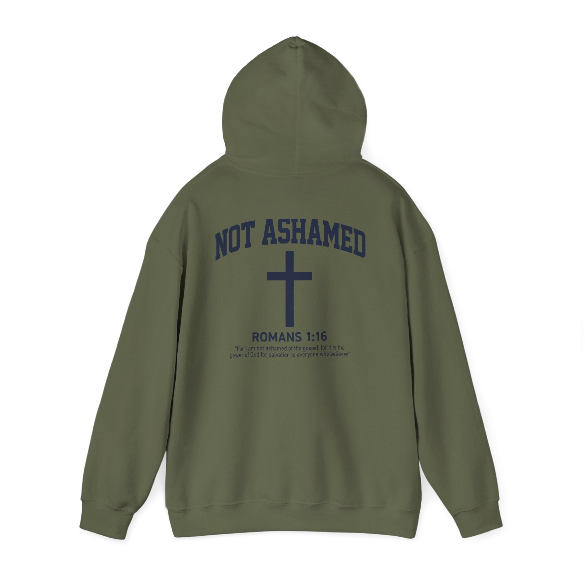 Not Ashamed Hoodie – Christian Cross Sweatshirt with Romans 1:16 Bible Verse