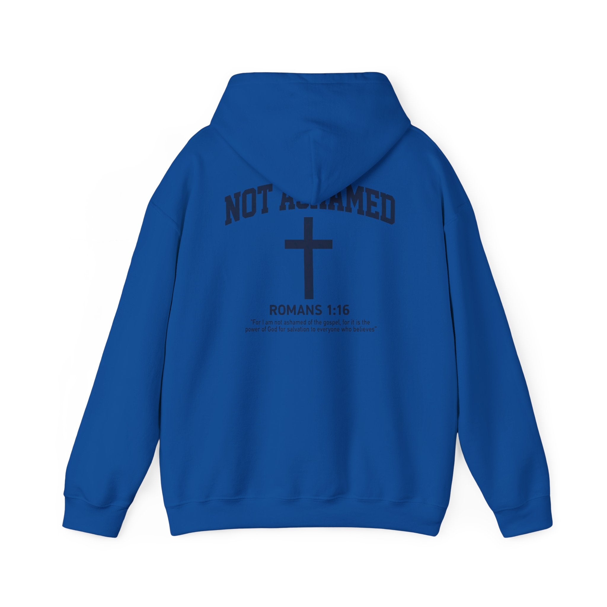 Not Ashamed Hoodie – Christian Cross Sweatshirt with Romans 1:16 Bible Verse
