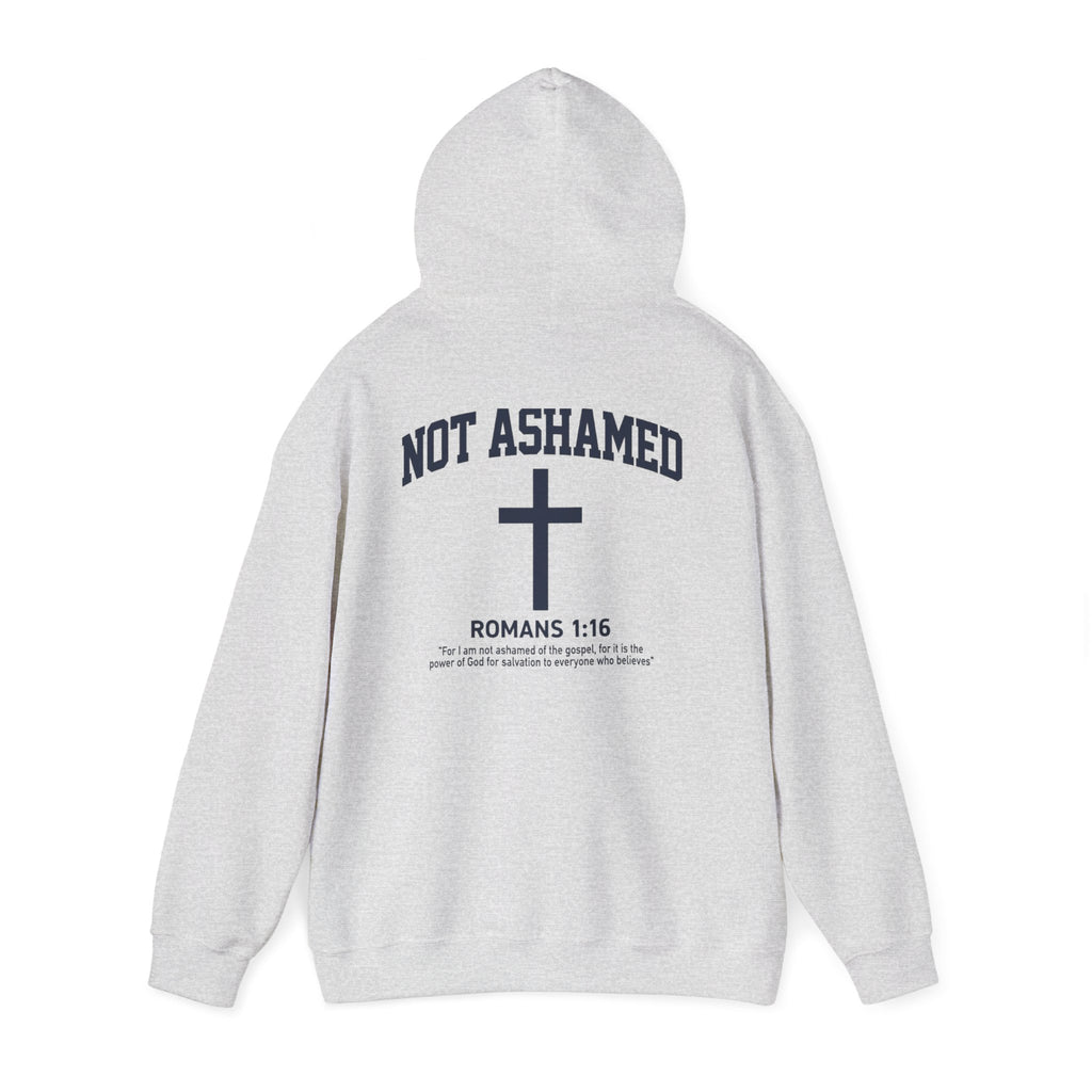 Not Ashamed Hoodie – Christian Cross Sweatshirt with Romans 1:16 Bible Verse