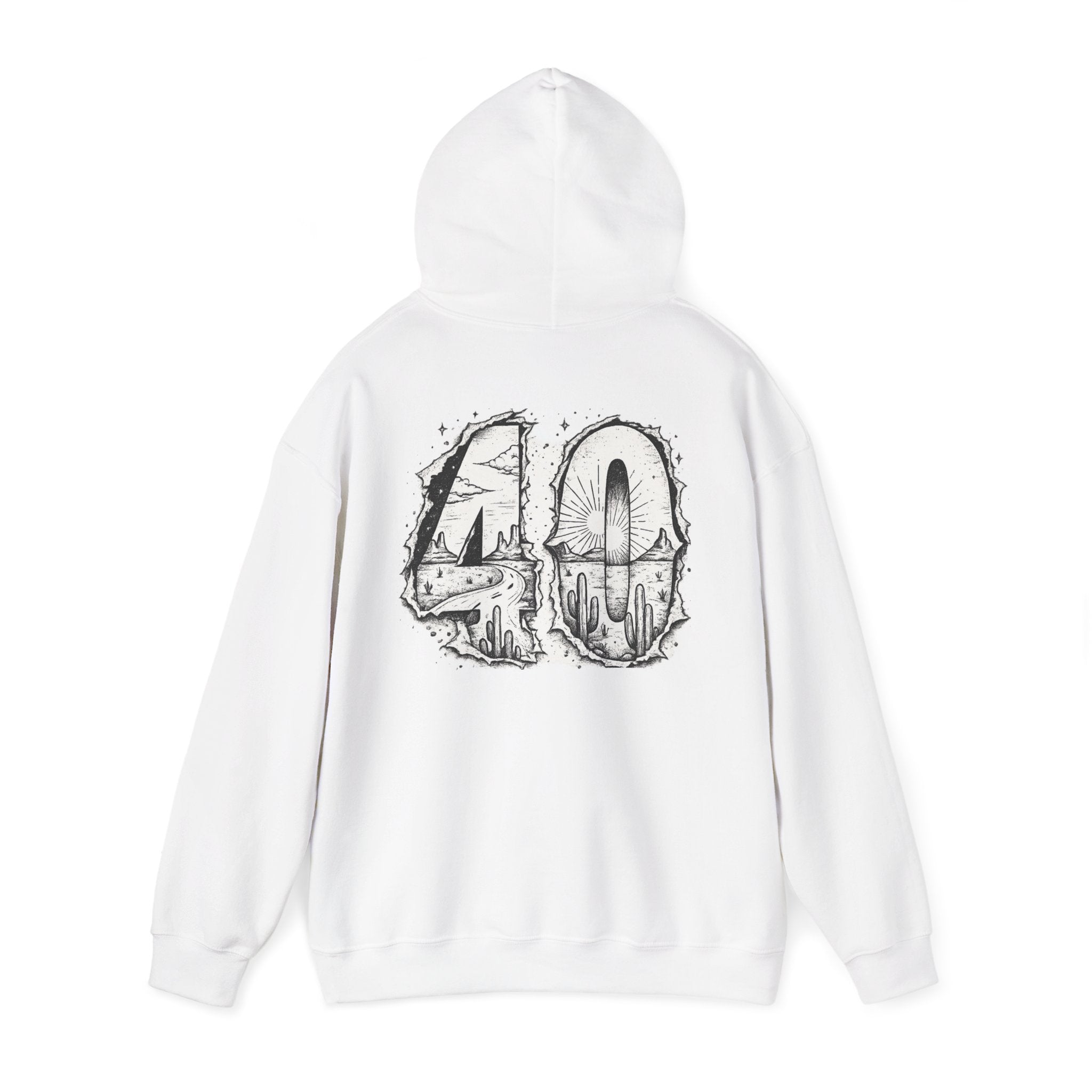 Matthew 4:1 Hoodie | 40 Illustration Back Scripture Sweatshirt