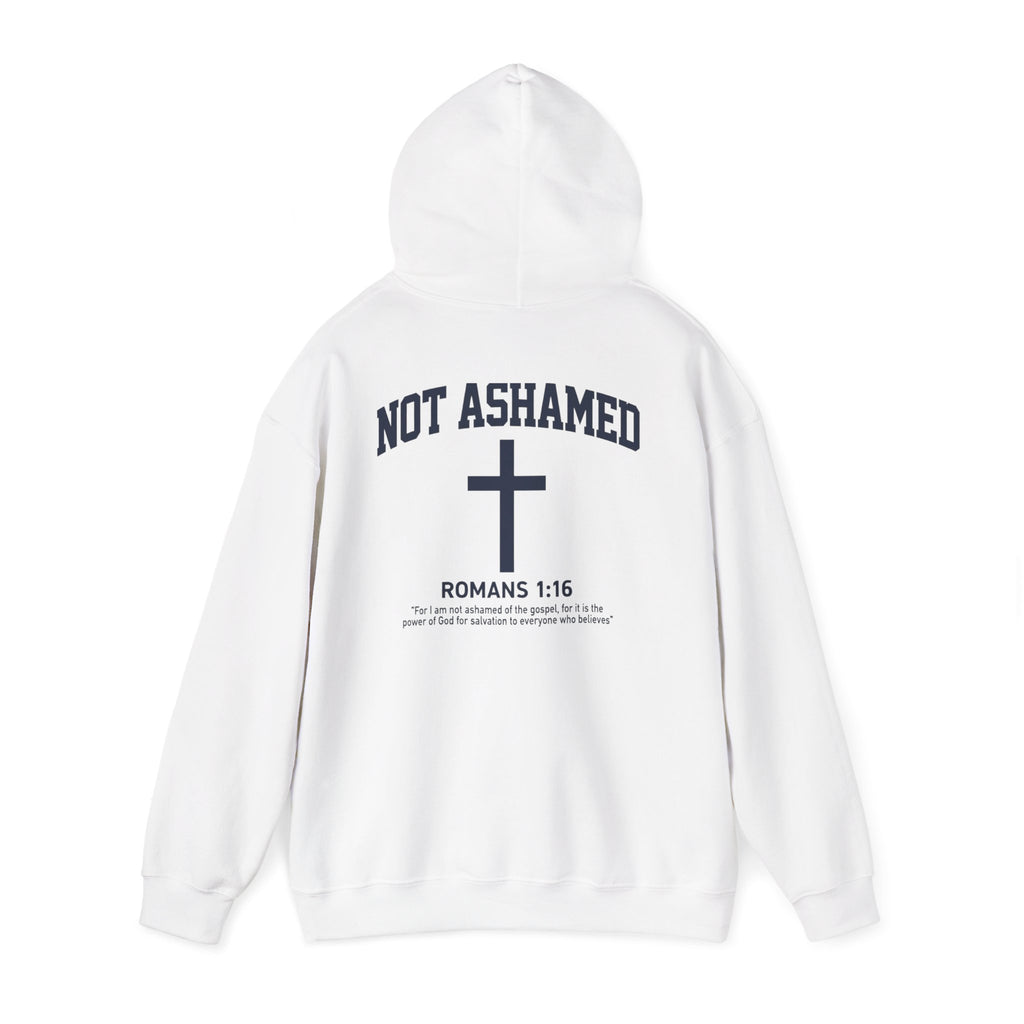 Not Ashamed Hoodie – Christian Cross Sweatshirt with Romans 1:16 Bible Verse
