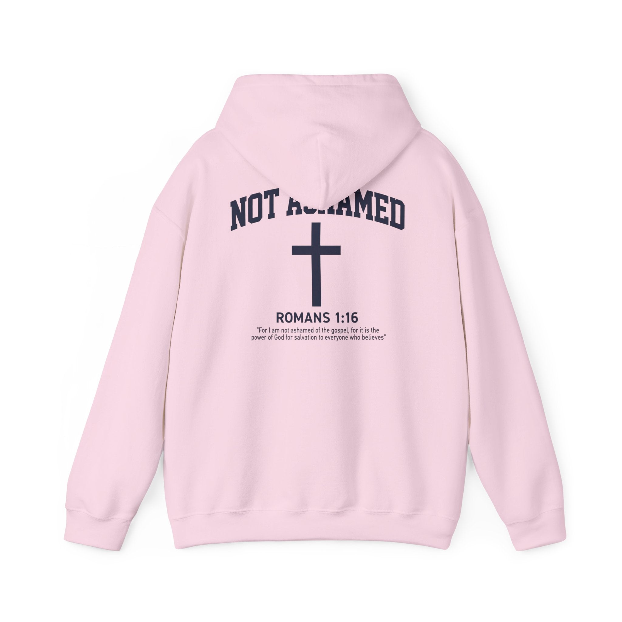Not Ashamed Hoodie – Christian Cross Sweatshirt with Romans 1:16 Bible Verse