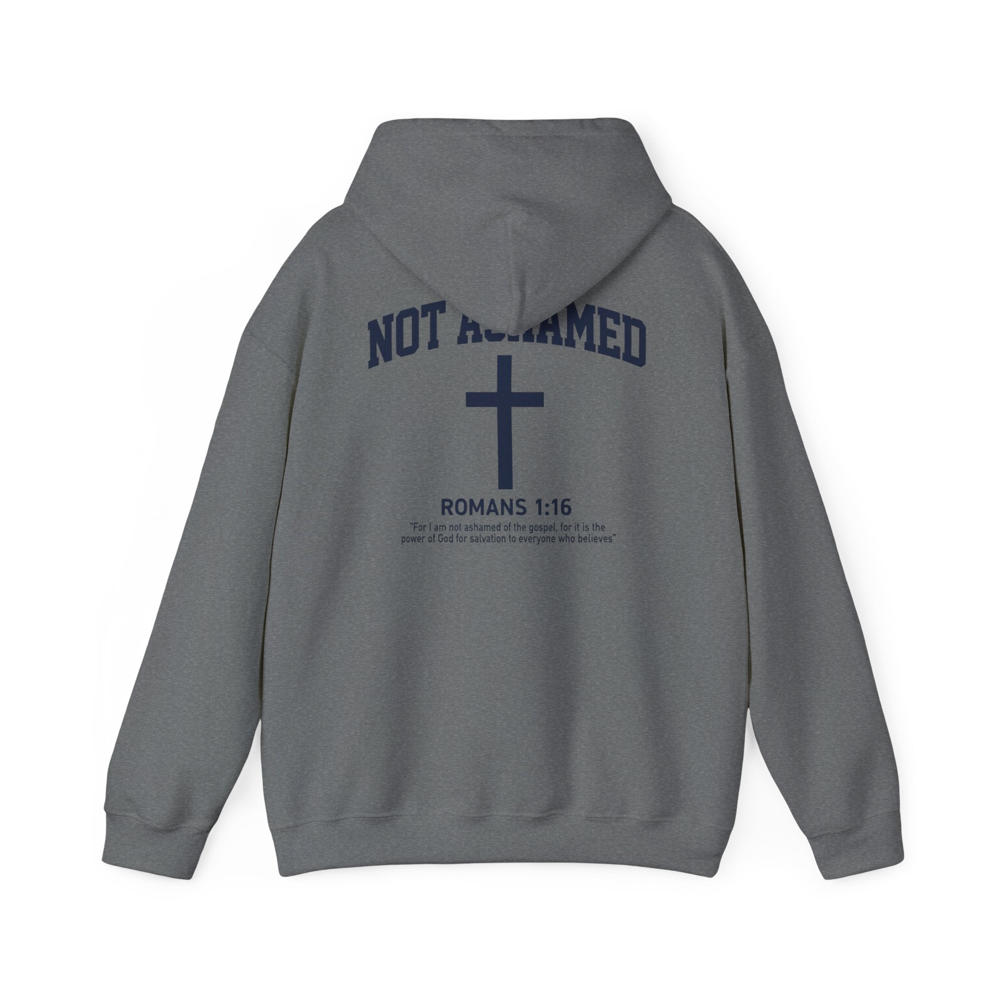 Not Ashamed Hoodie – Christian Cross Sweatshirt with Romans 1:16 Bible Verse