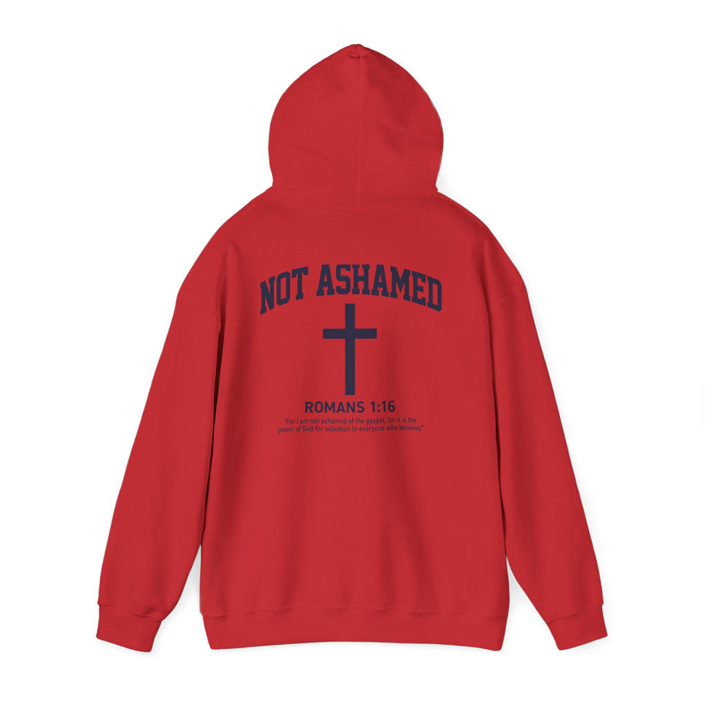 Not Ashamed Hoodie – Christian Cross Sweatshirt with Romans 1:16 Bible Verse