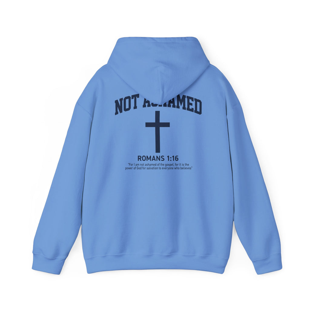 Not Ashamed Hoodie – Christian Cross Sweatshirt with Romans 1:16 Bible Verse