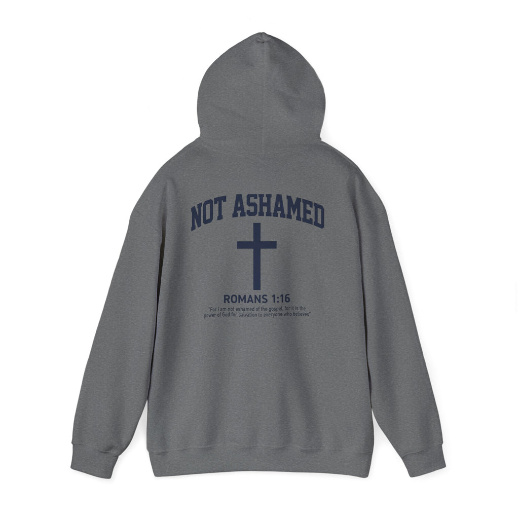 Not Ashamed Hoodie – Christian Cross Sweatshirt with Romans 1:16 Bible Verse
