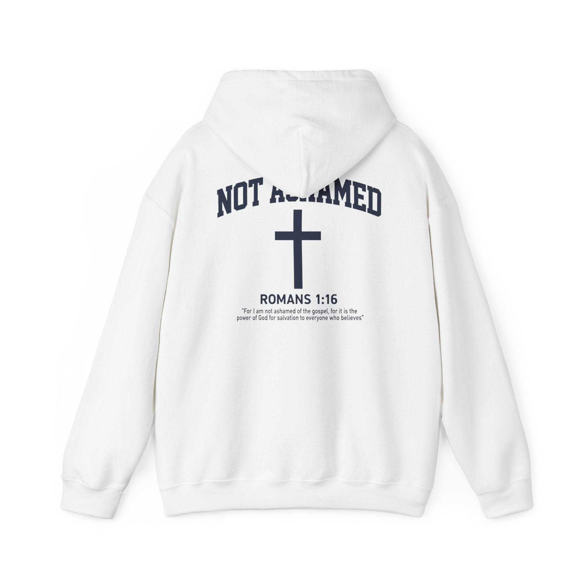 Not Ashamed Hoodie – Christian Cross Sweatshirt with Romans 1:16 Bible Verse
