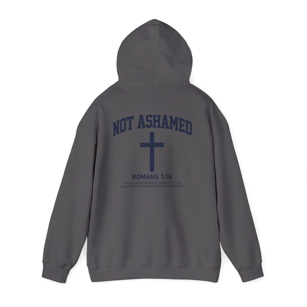 Not Ashamed Hoodie – Christian Cross Sweatshirt with Romans 1:16 Bible Verse