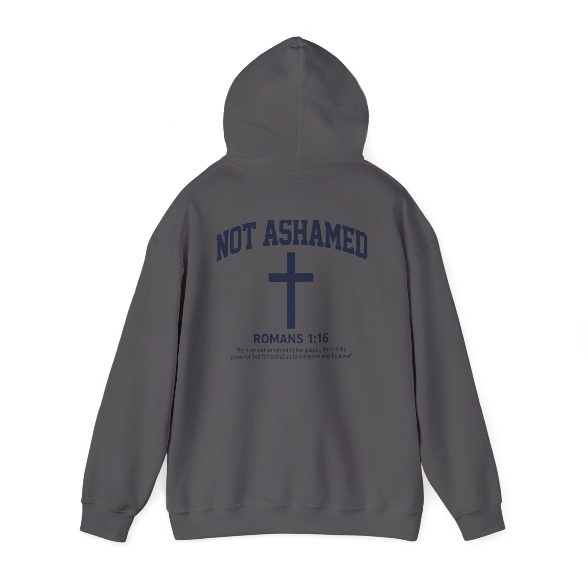 Not Ashamed Hoodie – Christian Cross Sweatshirt with Romans 1:16 Bible Verse