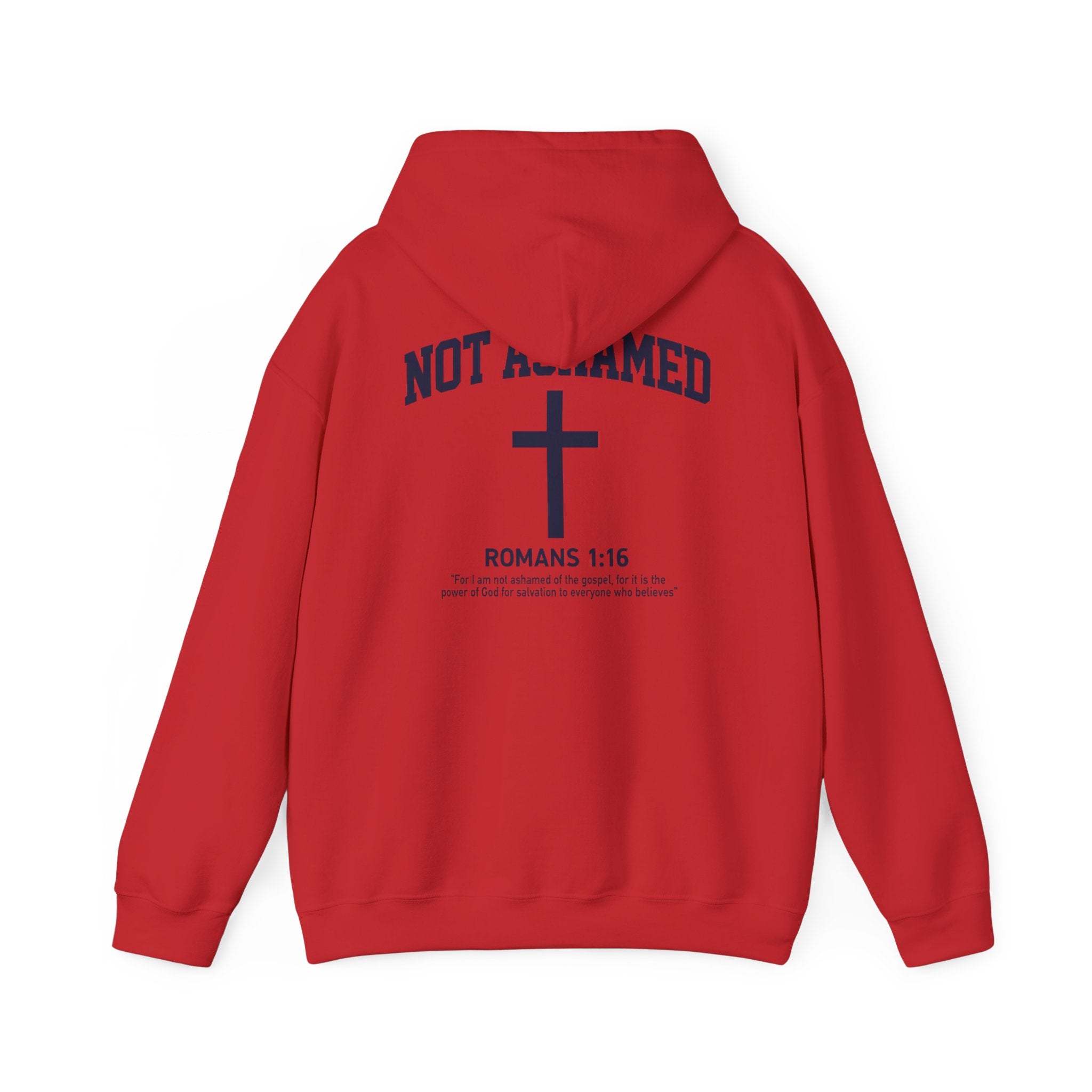 Not Ashamed Hoodie – Christian Cross Sweatshirt with Romans 1:16 Bible Verse