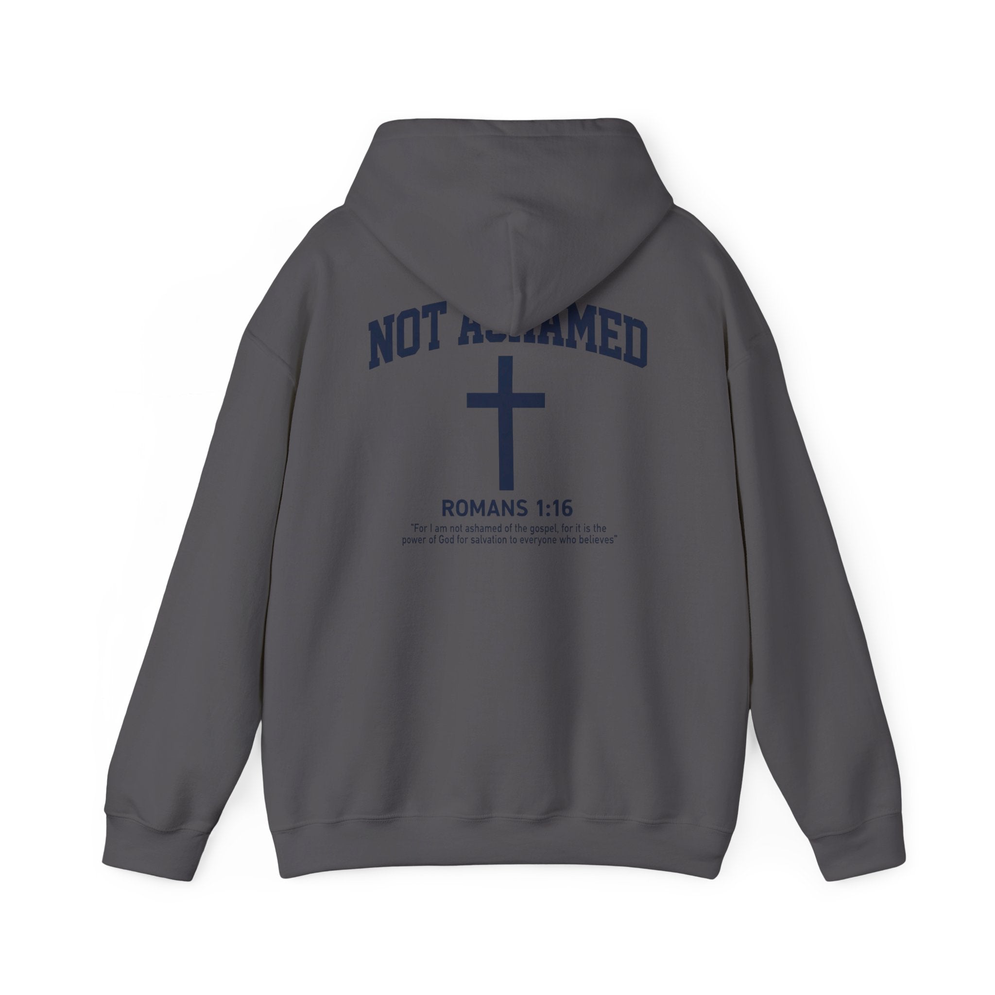 Not Ashamed Hoodie – Christian Cross Sweatshirt with Romans 1:16 Bible Verse
