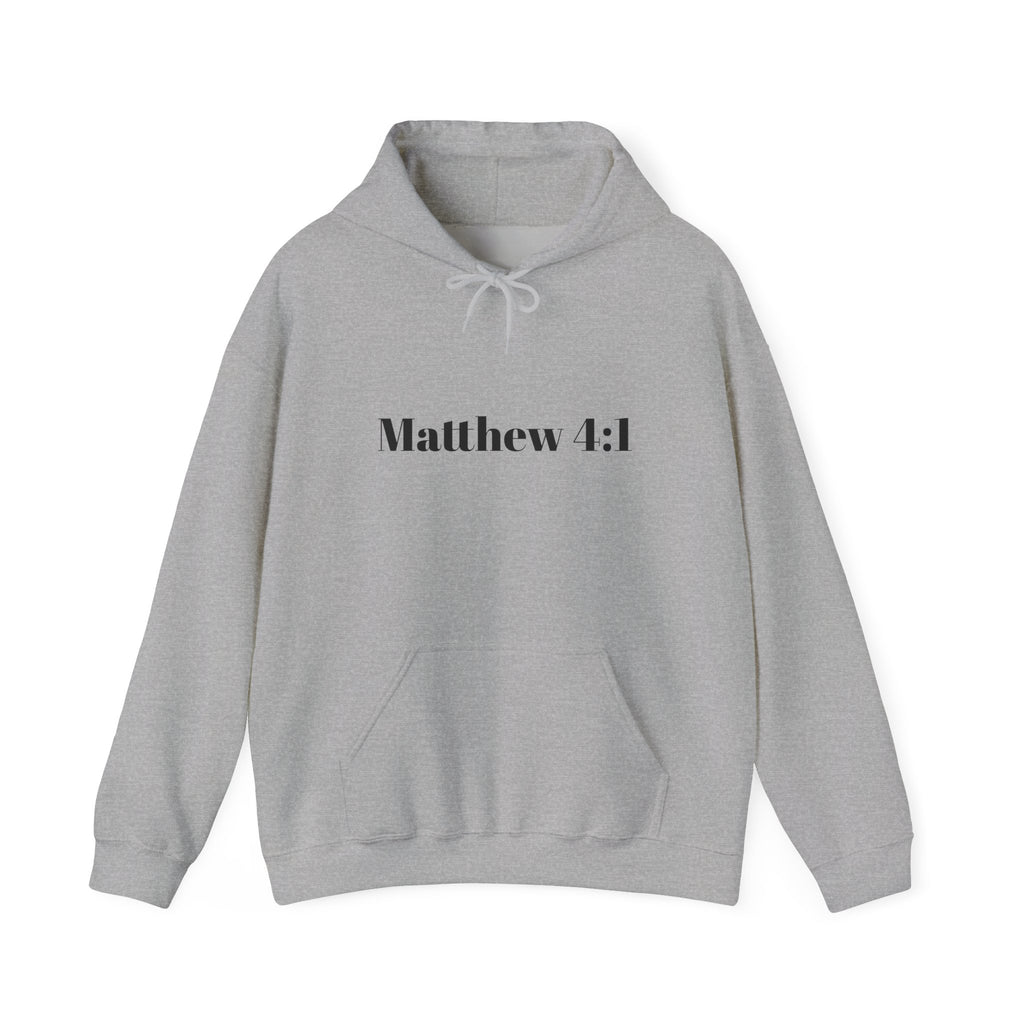 Matthew 4:1 Hoodie | 40 Illustration Back Scripture Sweatshirt