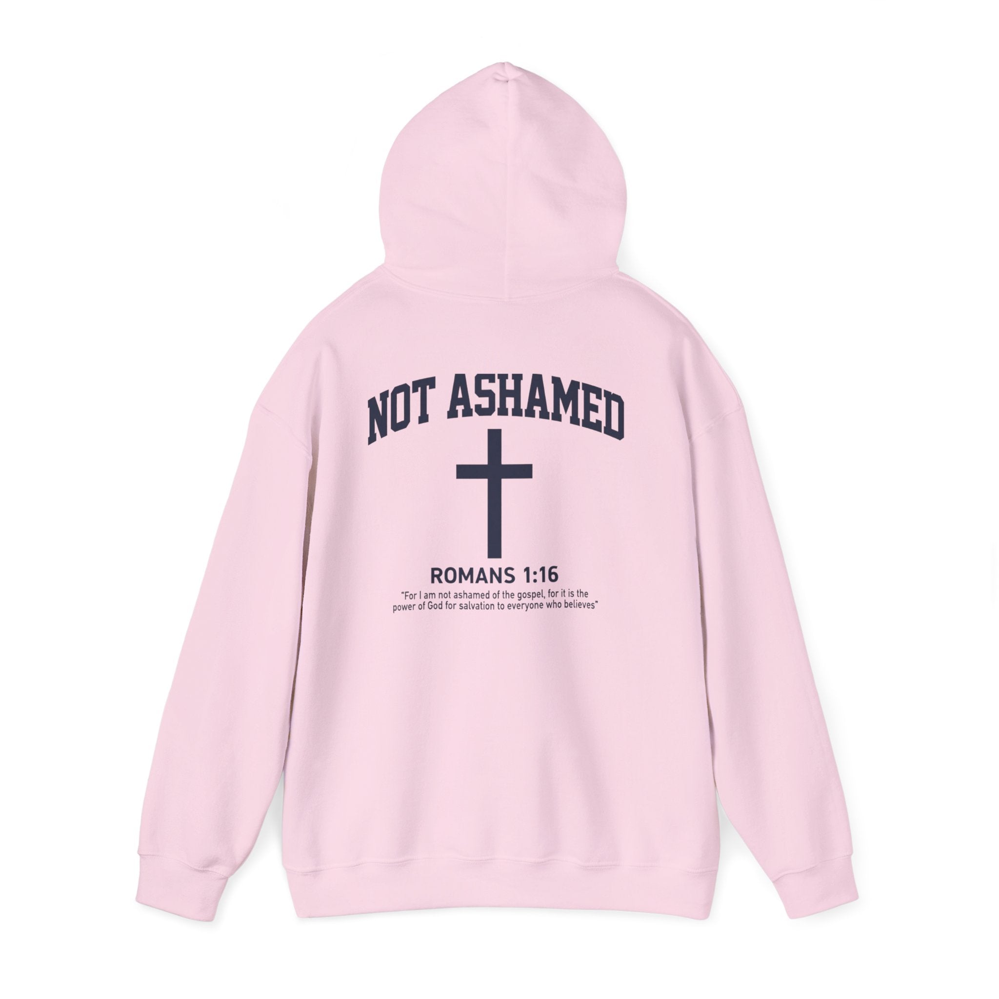 Not Ashamed Hoodie – Christian Cross Sweatshirt with Romans 1:16 Bible Verse