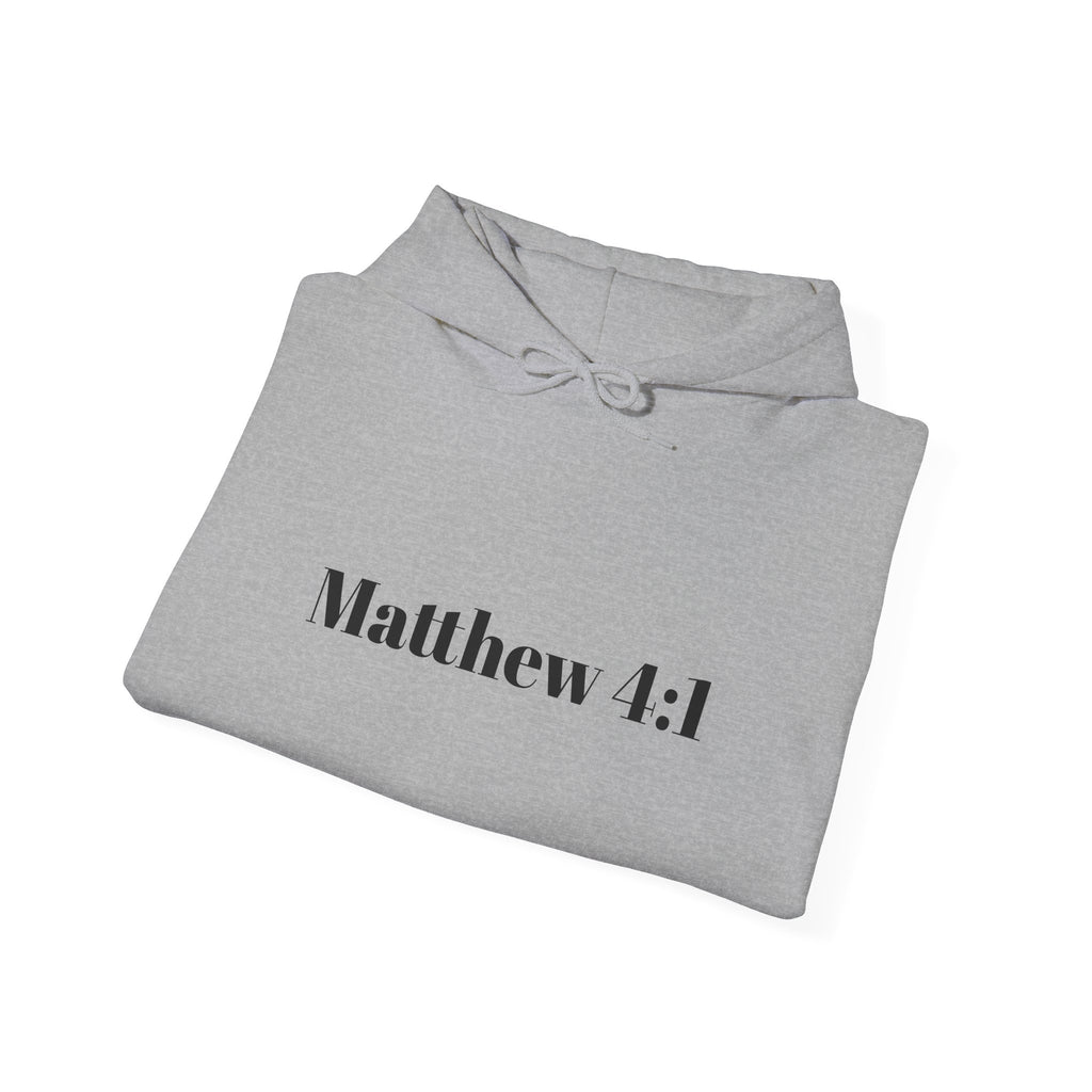 Matthew 4:1 Hoodie | 40 Illustration Back Scripture Sweatshirt