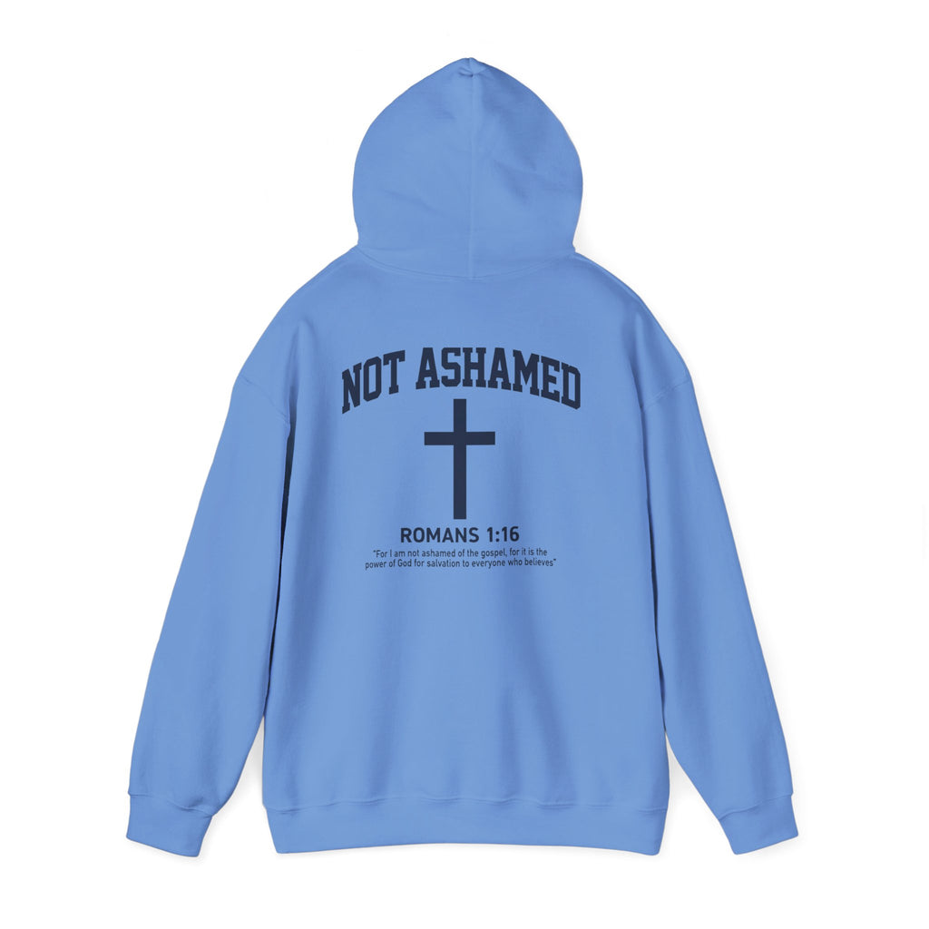 Not Ashamed Hoodie – Christian Cross Sweatshirt with Romans 1:16 Bible Verse